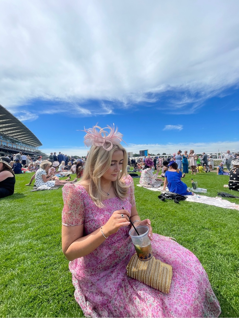 Floral Puff-Sleeve Midi Dress in Pink
